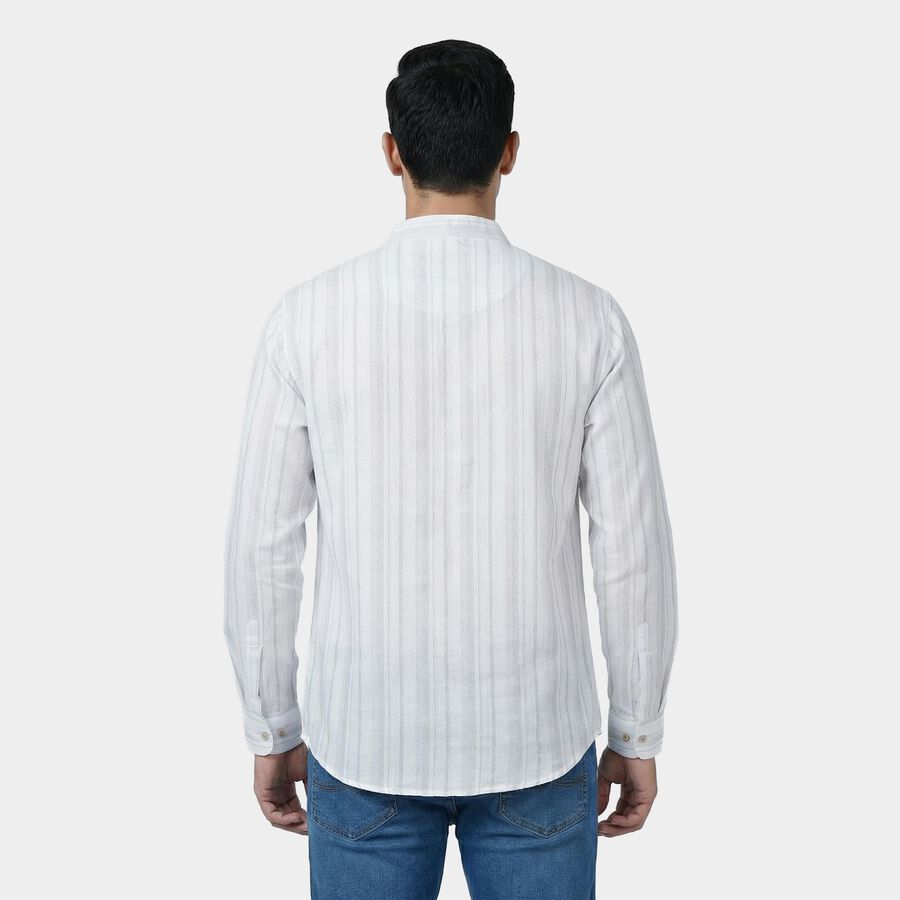 Men's White Mandarin Collar Solid Kurta, सफ़ेद, large