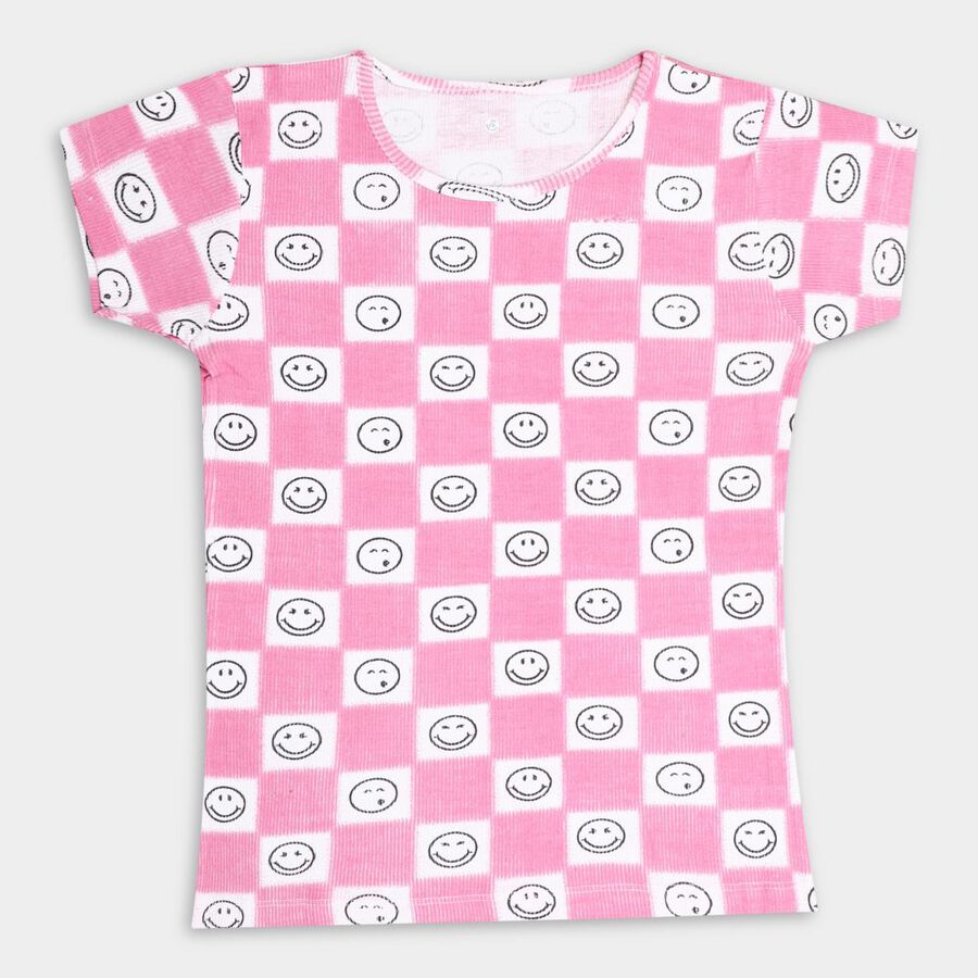Girls' Cotton T-Shirt, Pink, large image number null