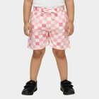 Girls' Pink Regular Fit Checkered Floral Shorts, हल्का गुलाबी, small