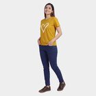 Women's Yellow Round Neck Graphic T-Shirt, Yellow, small