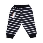 Infants Navy Blue Striped Cotton Dinosaur Print Pyjama, नेवी ब्लू, small image number null