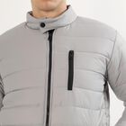 Men's Light Grey High Neck Casual Jacket, Light Grey, small image number null