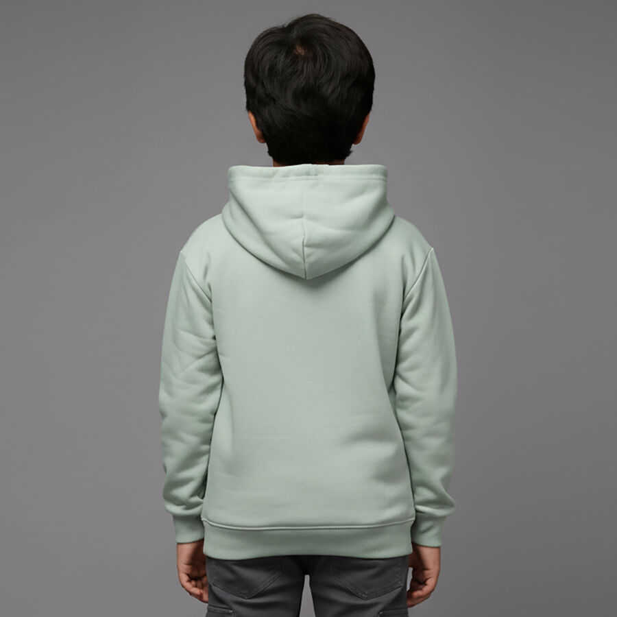 Boys Light Sage Green Hooded Casual Sweatshirt, हल्का हरा, large image number null