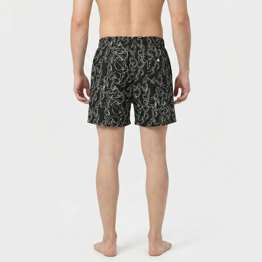 Men's Black Classic Fit Abstract Printed Boxers, Black, large