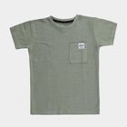 Boys Light Green Round Neck Graphic Printed Casual T-Shirt, हल्का हरा, small