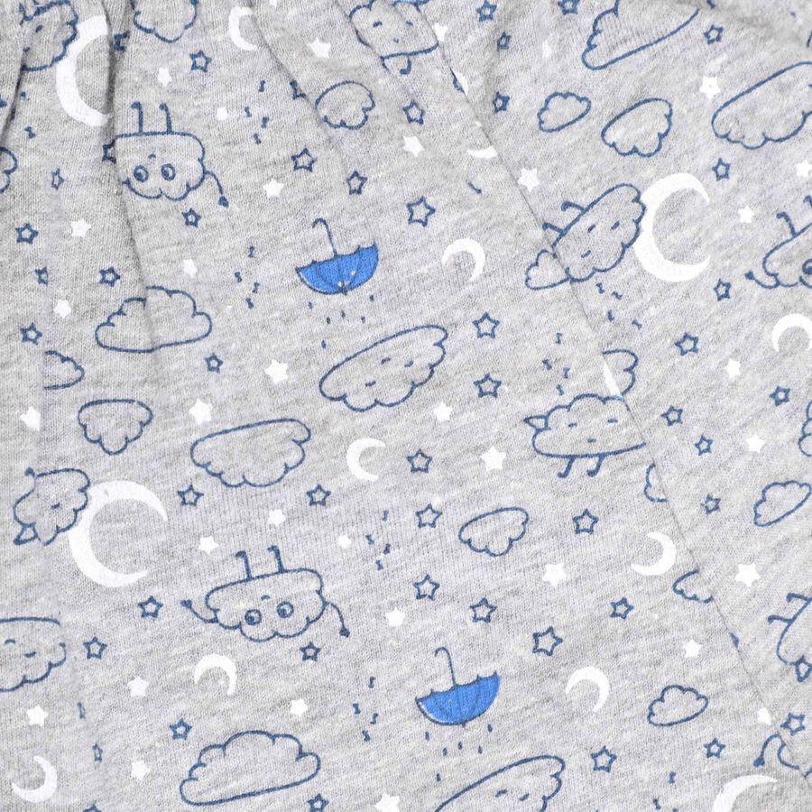 Infants Cotton Printed Night Suit, Melange Light Grey, large image number null