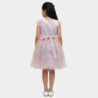 Girls' Lilac Regular Fit Lace Overlay Ruffled Frock, लाइलेक, small