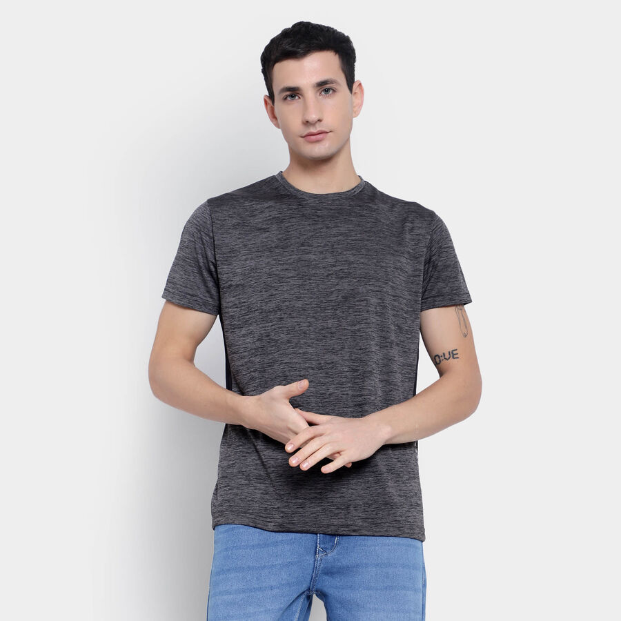 Solid Round Neck T-Shirt, Black, large image number null