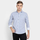 Cotton Stripes Casual Shirt, Navy Blue, small image number null
