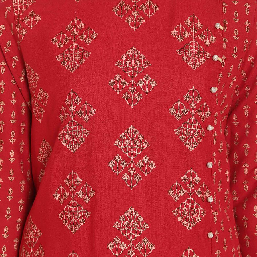 Printed 3/4Th Sleeves Kurta, Maroon, large image number null