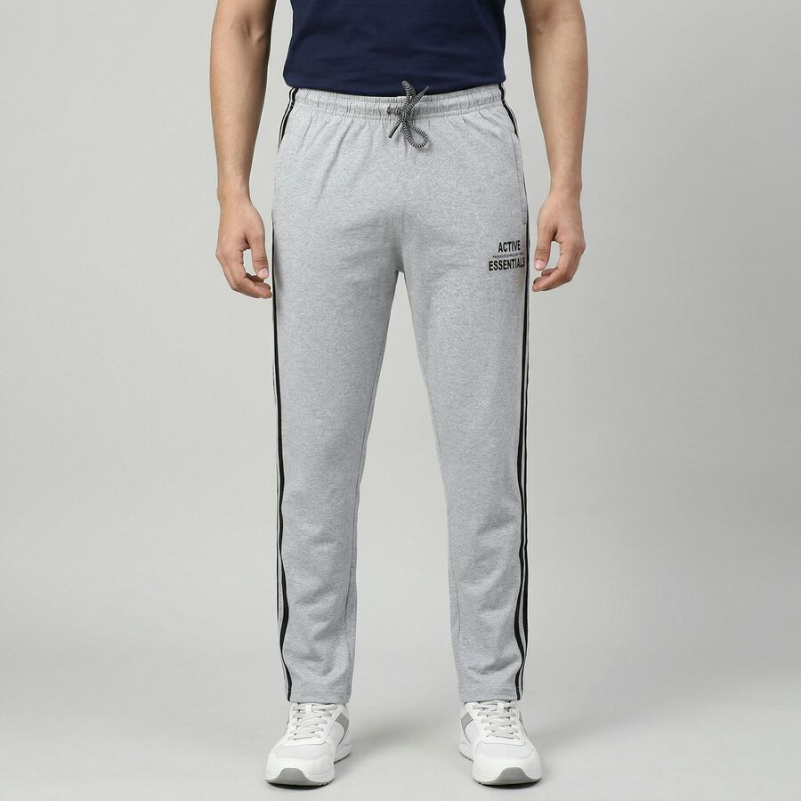 Men's Light Grey Regular Fit Track Pants, मिश्रित हल्का ग्रे, large