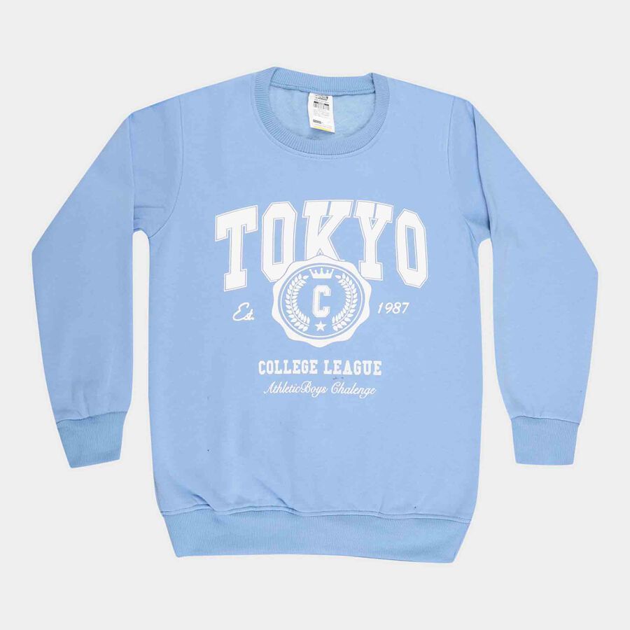 Boys Round Neck Sweatshirt, Light Blue, large image number null