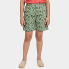 Girls' Green Regular Fit Printed Shorts, Light Green, small