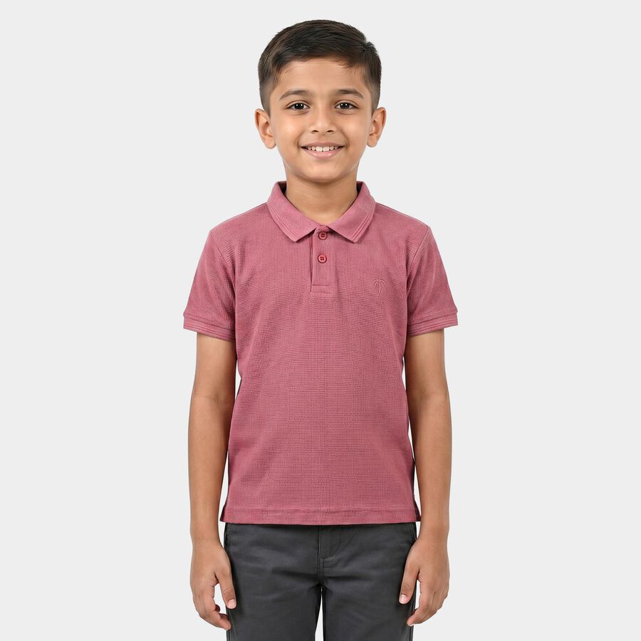 Boys Pink Polo Neck Polo Boys T-Shirt, गुलाबी, large