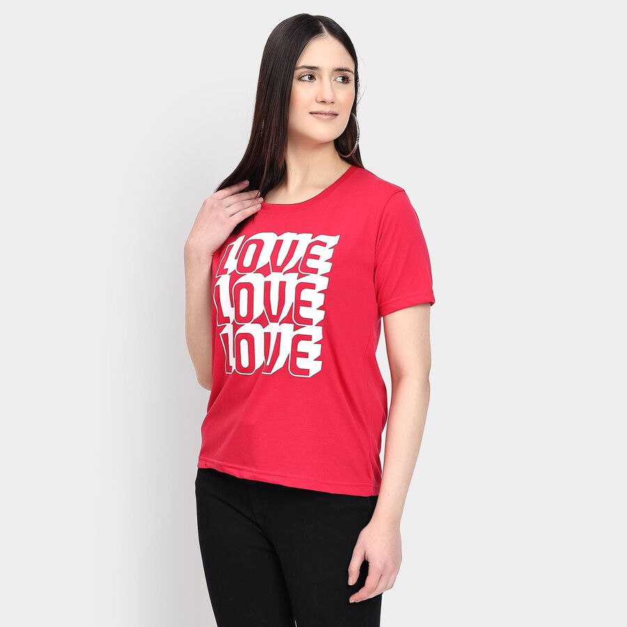Ladies' Round Neck T-Shirt , Fuchsia, large image number null