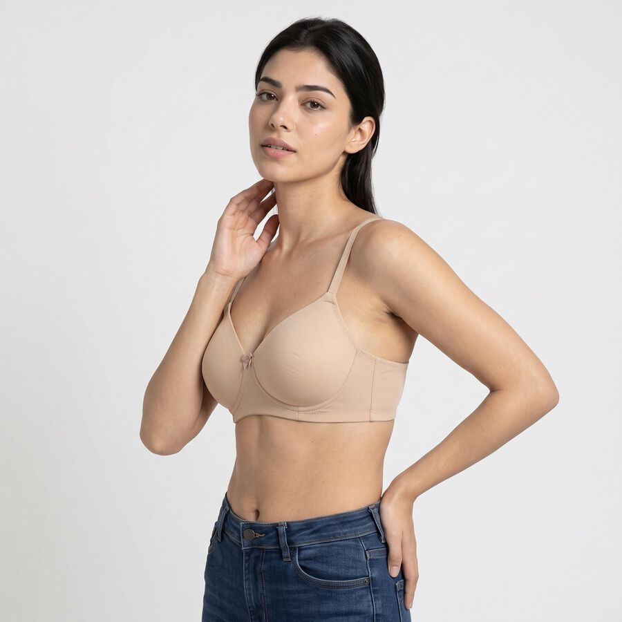 Women's Brown Padded Wired T-Shirt Bra, भूरा, large