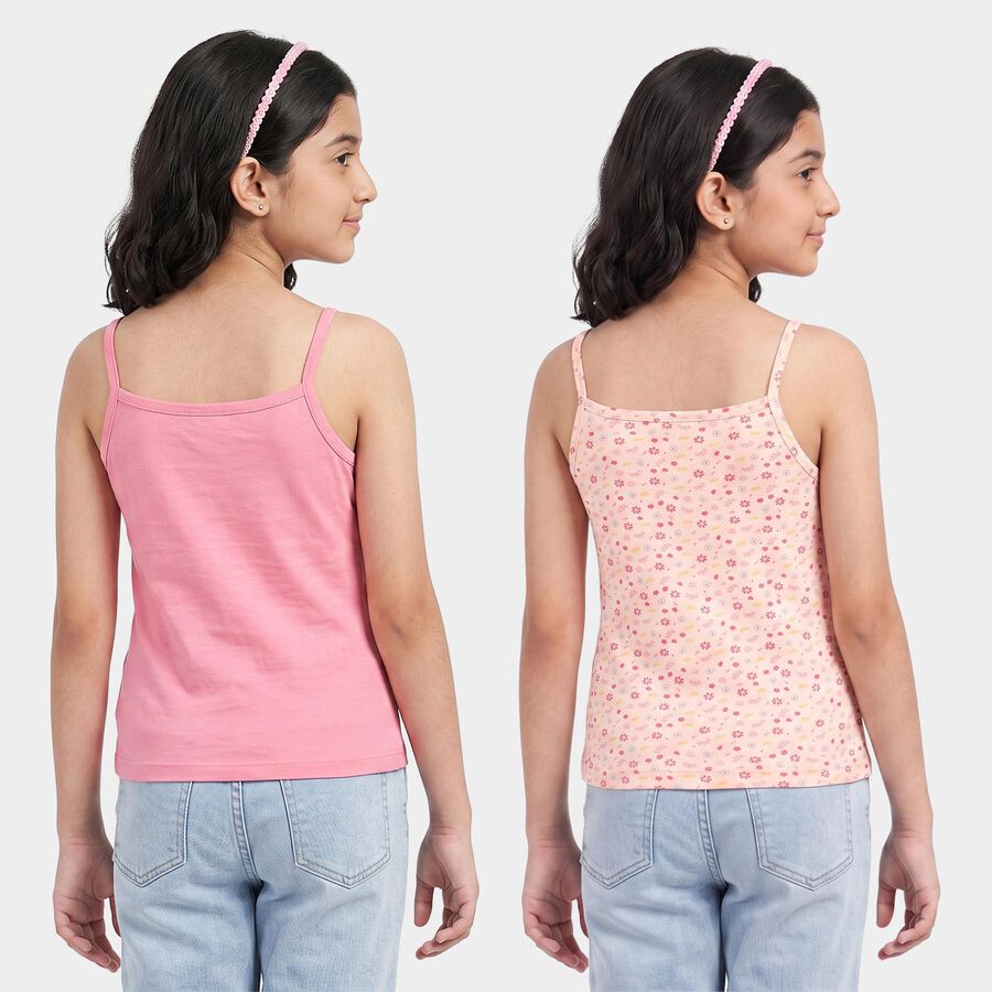 Girls Coral Cotton Strap Neck Sweater Vest, मूँगा (कोरल), large