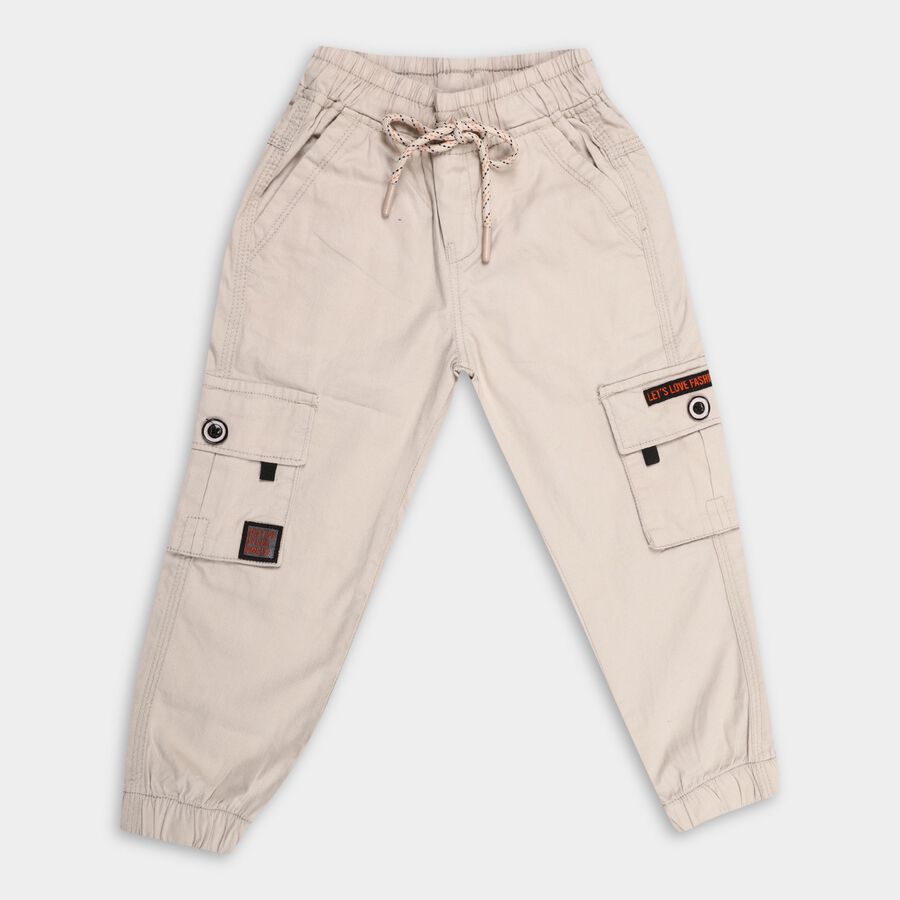 Boy's 100% Cotton Trousers , Off White, large image number null