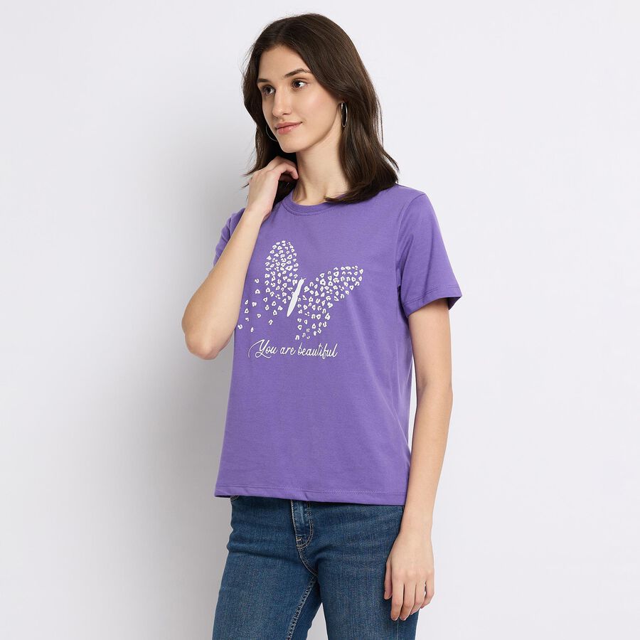 Ladies' Round Neck T-Shirt , बैंगनी, large image number null