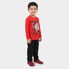 Boys Red Crew Neck Graphic Print Baba Suit, Red, small