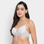 Half Lace Padded Bra, Melange Light Grey, small image number null