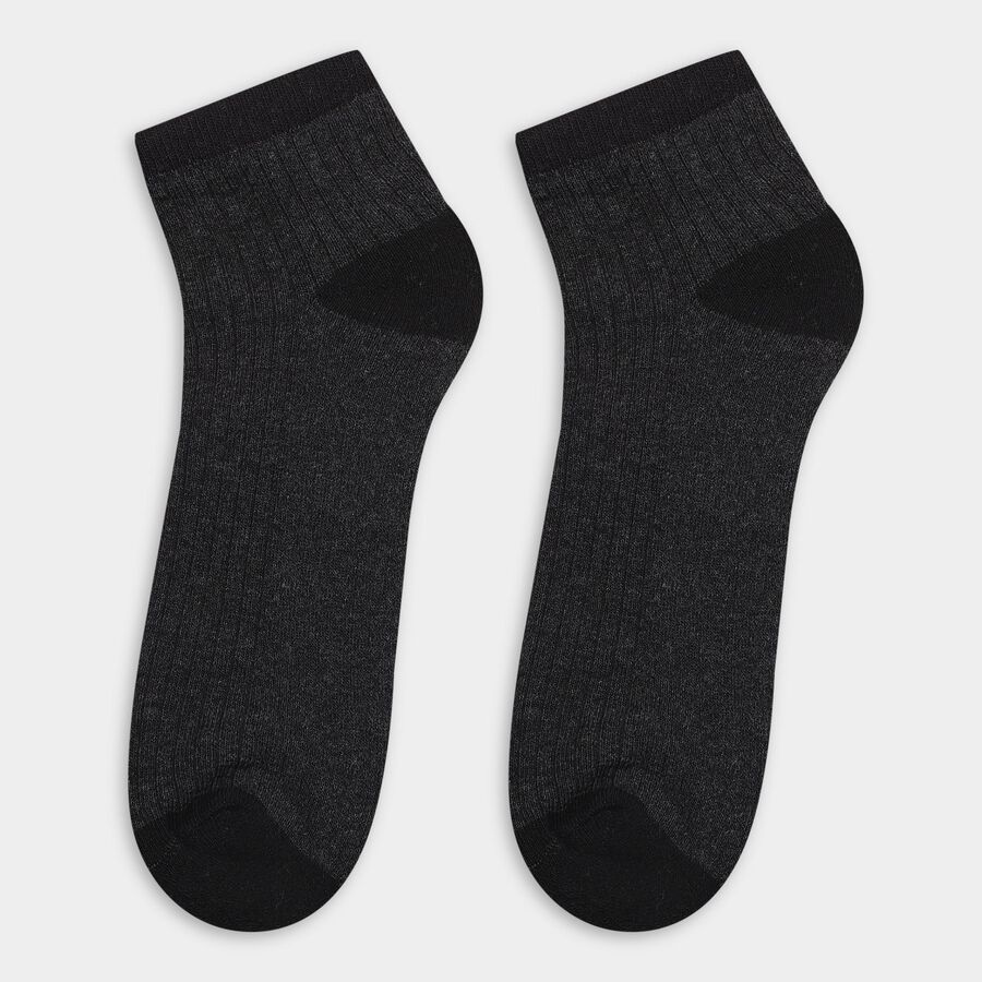 Men's Black And White Ankle Sports Socks, Black, large image number null