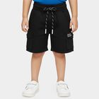 Boys' Black Regular Fit Cargo Pocketed Bermuda Shorts, काला, small