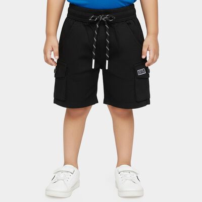 Boys' Black Regular Fit Cargo Pocketed Bermuda Shorts
