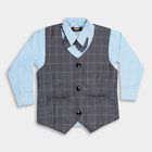 Boys' Grey Cotton Classic Collar Casual Shirt, गहरा ग्रे, small image number null