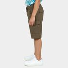 Boys' Olive Cotton Relaxed Fit Bermuda Shorts, Olive, small