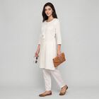 Women's White Straight Kurta, सफ़ेद, small