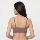 Women's Brown Cotton Blend V-Neck Bralette Bra, Brown, small