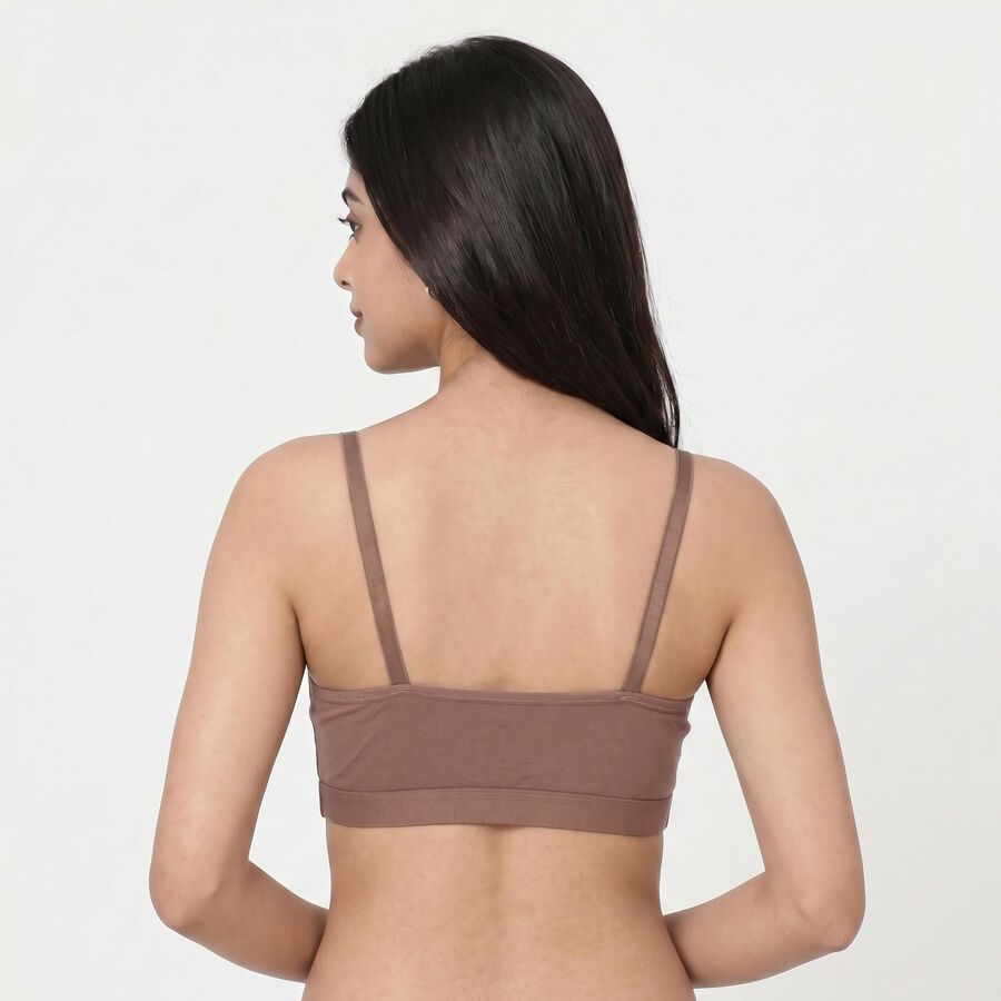 Women's Brown Cotton Blend V-Neck Bralette Bra, Brown, large