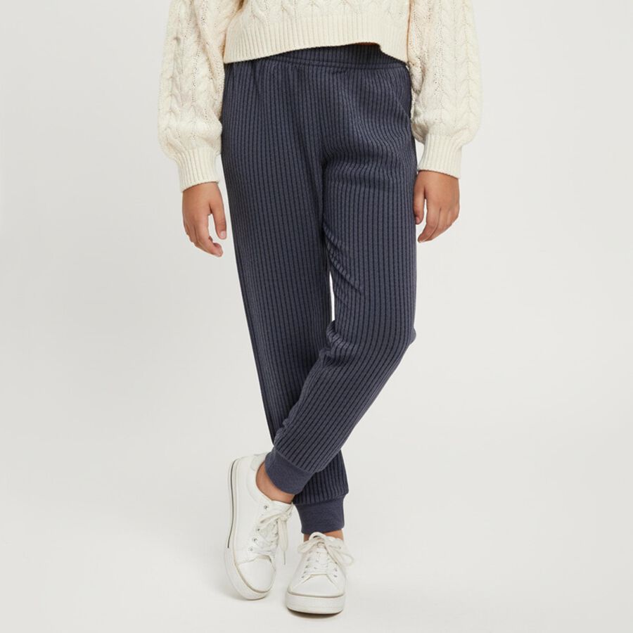 Girls Midnight Navy Blue Thermal Lower, Melange Blue, large image number null