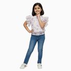 Girls Soft Lavender Round Neck Romantic T-Shirt, Lilac, small