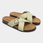 Women's Muted Sage Green Buckle Strap Casual Sandals, Green, small image number null