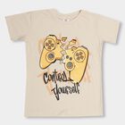Boys' 100% Cotton Half Sleeves T-Shirt, Beige, small image number null