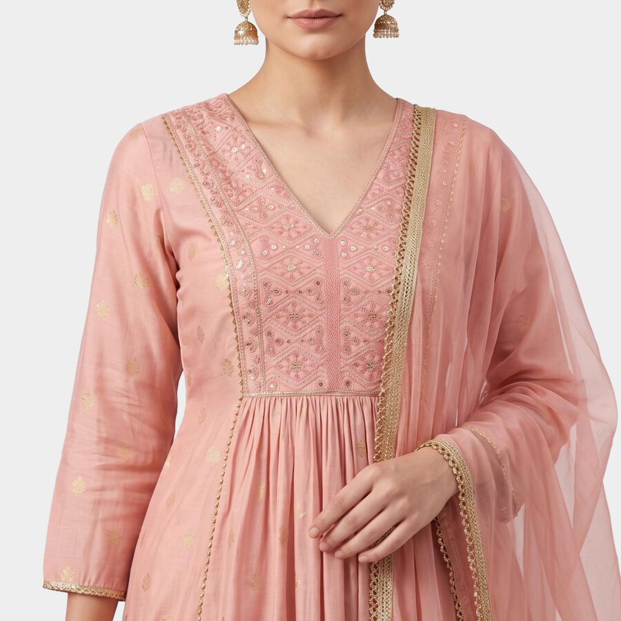 Women's Pink Embroidered Ethnic Set, Pink, large