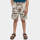Boys' Beige Cotton Regular Fit Bermuda Shorts, Beige, small