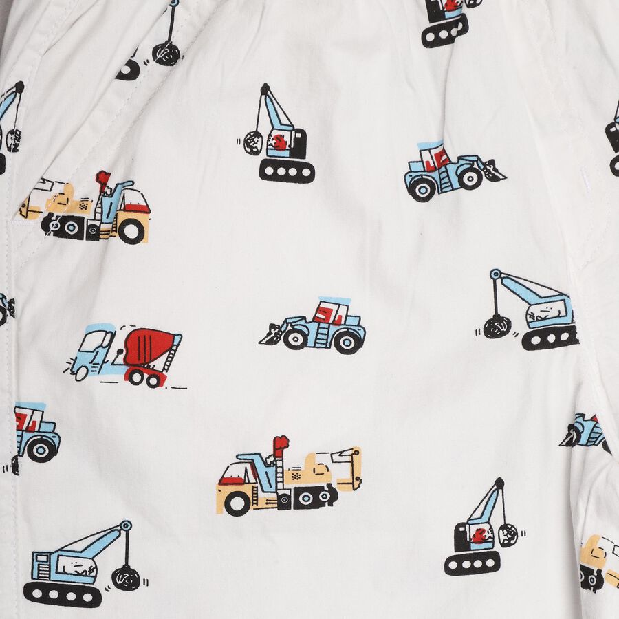 Boys' Bright White Printed Relaxed Fit Jamaican Shorts, White, large image number null