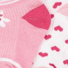 Girls' Soft Pink and White Ankle-Length Patterned Socks Pack of 2, गुलाबी, small image number null