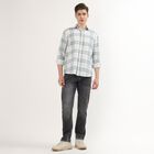 Men's Muted Aqua Cotton Checkered Casual Shirt, Aqua, small
