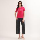 Women's Fuchsia Round Neck Printed Casual T-Shirt, Fuchsia, small