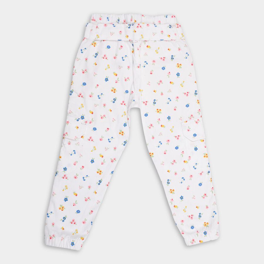 Girls' 100% Cotton Trousers , Off White, large image number null