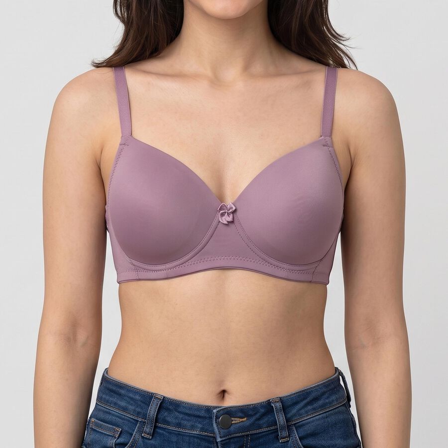 Women's Purple T-Shirt Bra, बैंगनी, large