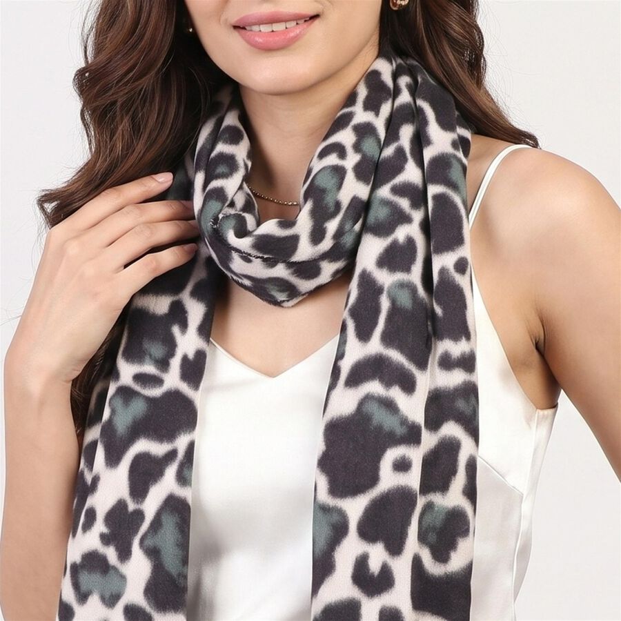 Women Black Printed Stole, काला, large