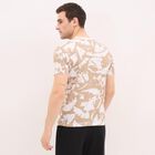 Men's Muted Beige Cotton Round Neck Floral Print T-Shirt, Khaki, small image number null