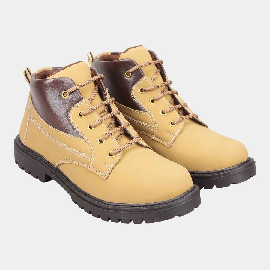 Men Solid Lace-Ups Casual Shoes, Beige, large image number null
