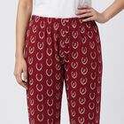 Women Wine Regular Fit Solid Pyjama, वाइन, small