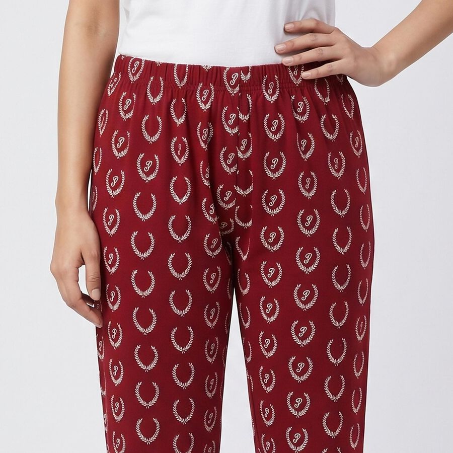 Women Wine Regular Fit Solid Pyjama, वाइन, large